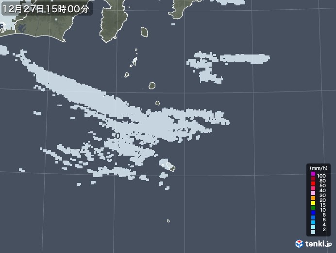 伊豆諸島(東京都)の雨雲レーダー(2021年12月27日)