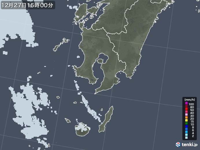 鹿児島県の雨雲レーダー(2021年12月27日)