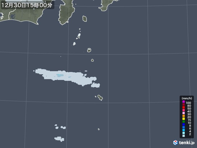 伊豆諸島(東京都)の雨雲レーダー(2021年12月30日)