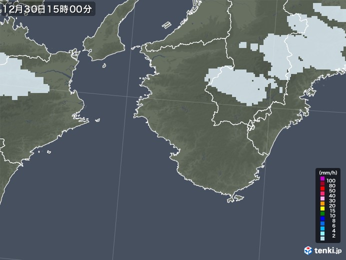 和歌山県の雨雲レーダー(2021年12月30日)