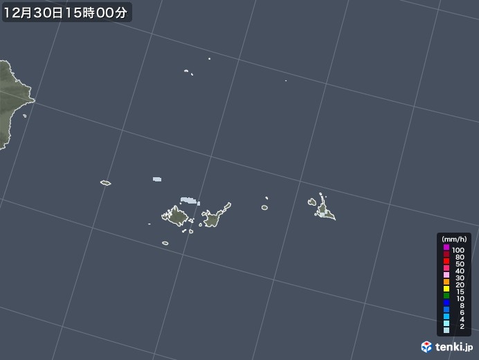 宮古・石垣・与那国(沖縄県)の雨雲レーダー(2021年12月30日)