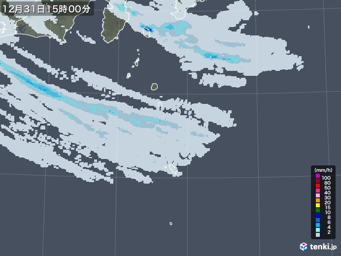 伊豆諸島(東京都)の雨雲レーダー(2021年12月31日)