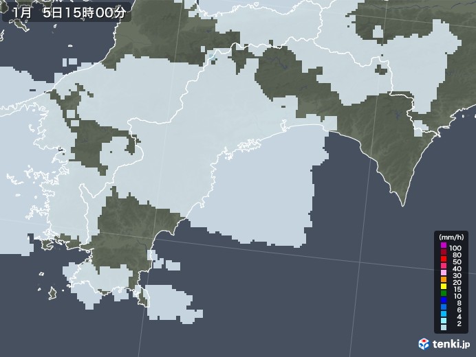 高知県の雨雲レーダー(2022年01月05日)