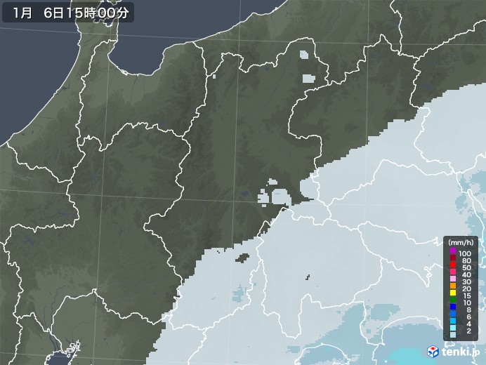 長野県の雨雲レーダー(2022年01月06日)