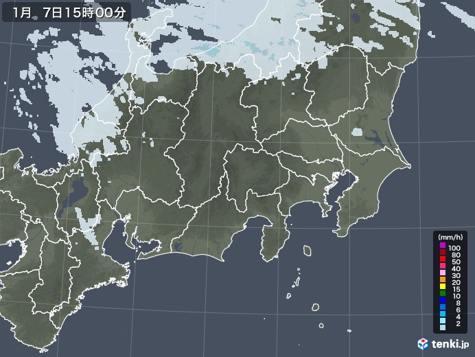 関東・甲信地方の雨雲レーダー(2022年01月07日)