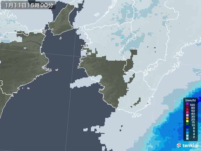 和歌山県の雨雲レーダー(2022年01月11日)