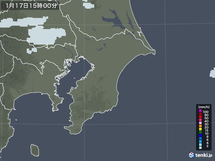 千葉県の雨雲レーダー(2022年01月17日)