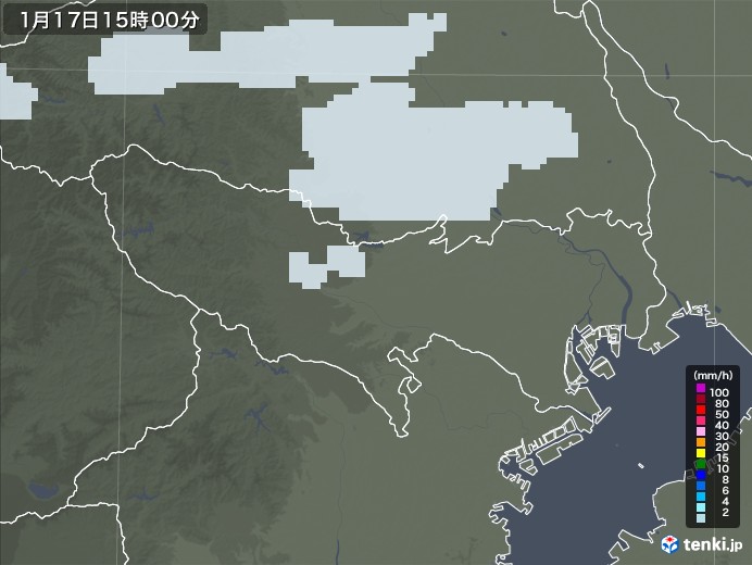 東京都の雨雲レーダー(2022年01月17日)