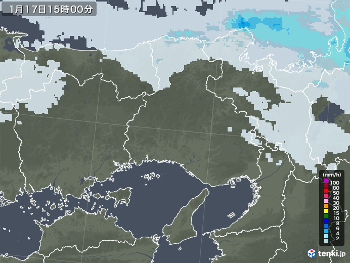 兵庫県の雨雲レーダー(2022年01月17日)