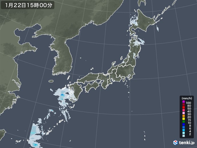 雨雲レーダー(2022年01月22日)