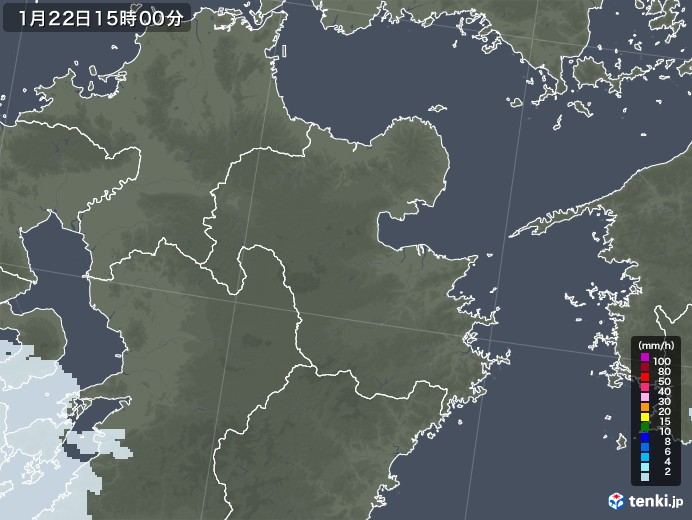 大分県の雨雲レーダー(2022年01月22日)