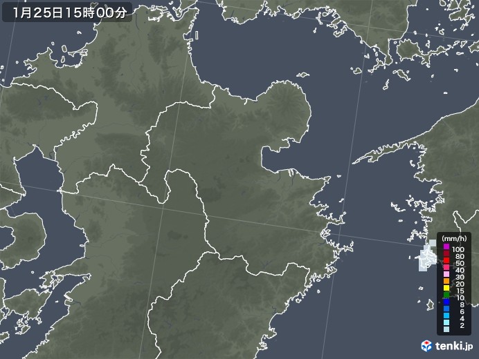 大分県の雨雲レーダー(2022年01月25日)