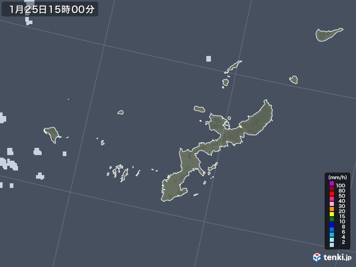 沖縄県の雨雲レーダー(2022年01月25日)