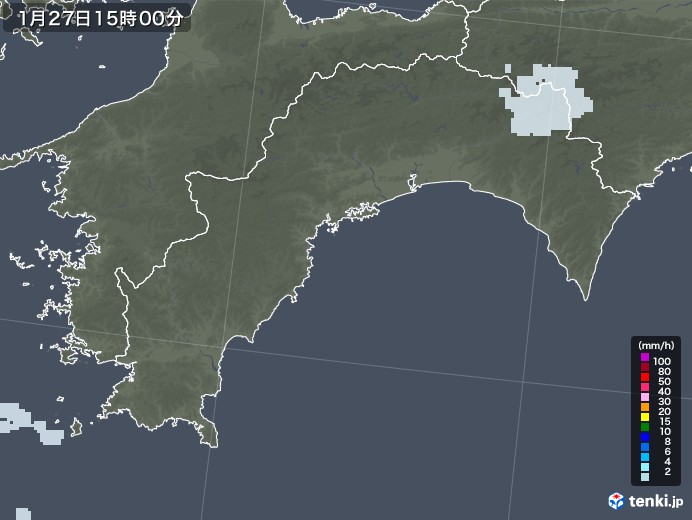 高知県の雨雲レーダー(2022年01月27日)