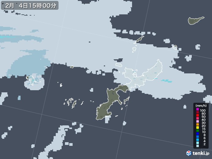 沖縄県の雨雲レーダー(2022年02月04日)