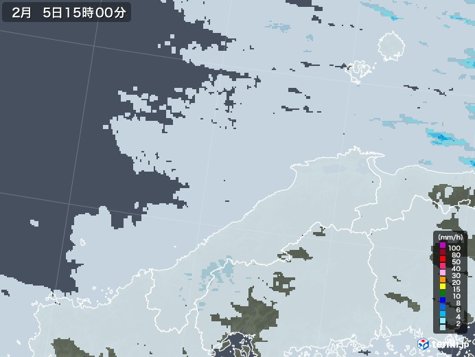 島根県の雨雲レーダー(2022年02月05日)