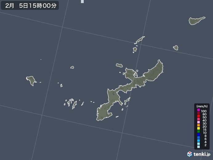 沖縄県の雨雲レーダー(2022年02月05日)