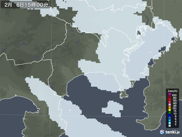 神奈川県の雨雲レーダー(2022年02月06日)
