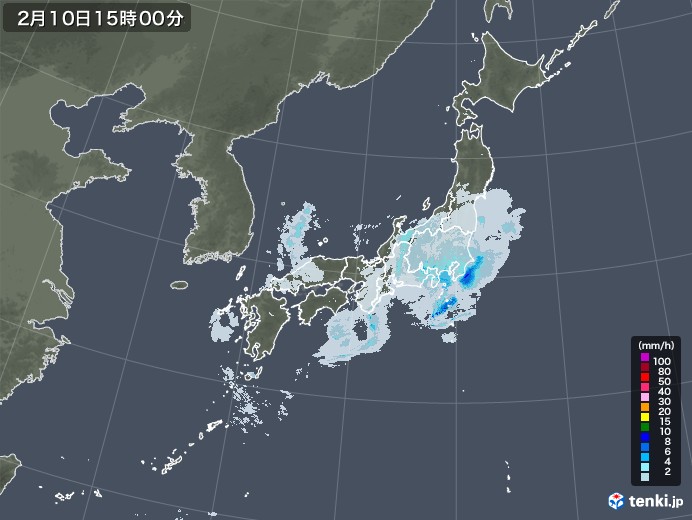 雨雲レーダー(2022年02月10日)