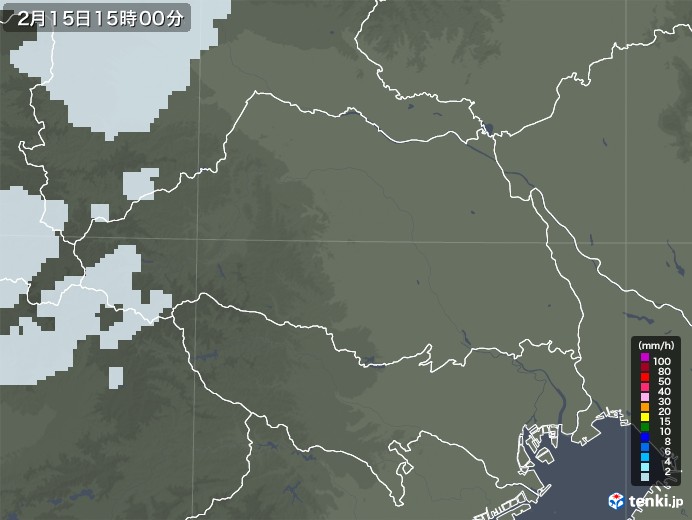 埼玉県の雨雲レーダー(2022年02月15日)