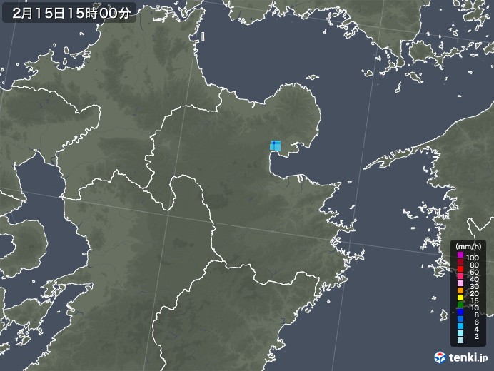 大分県の雨雲レーダー(2022年02月15日)