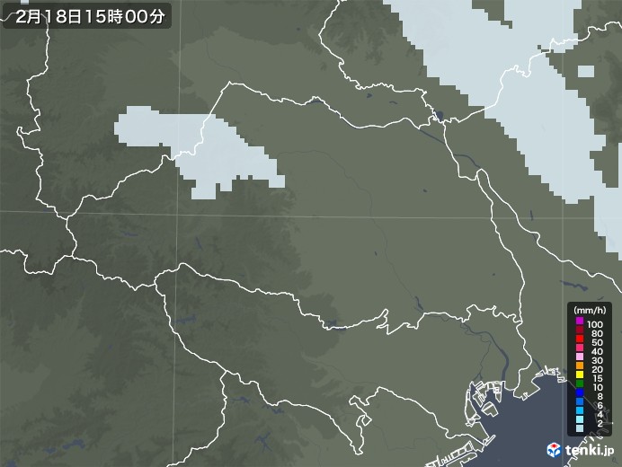 埼玉県の雨雲レーダー(2022年02月18日)