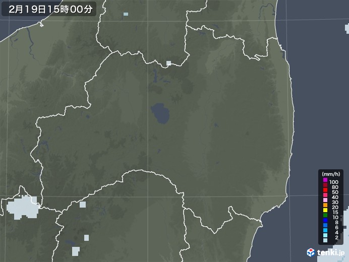 福島県の雨雲レーダー(2022年02月19日)