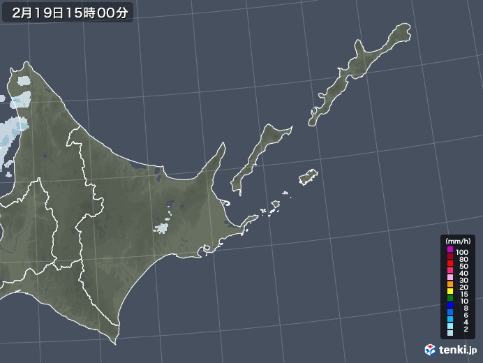 道東の雨雲レーダー(2022年02月19日)