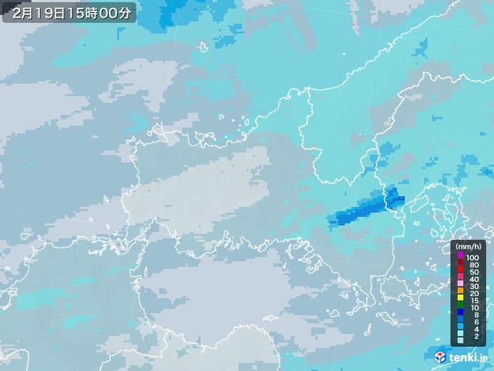 山口県の雨雲レーダー(2022年02月19日)