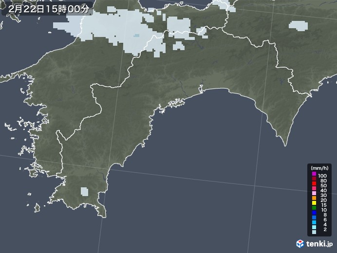 高知県の雨雲レーダー(2022年02月22日)