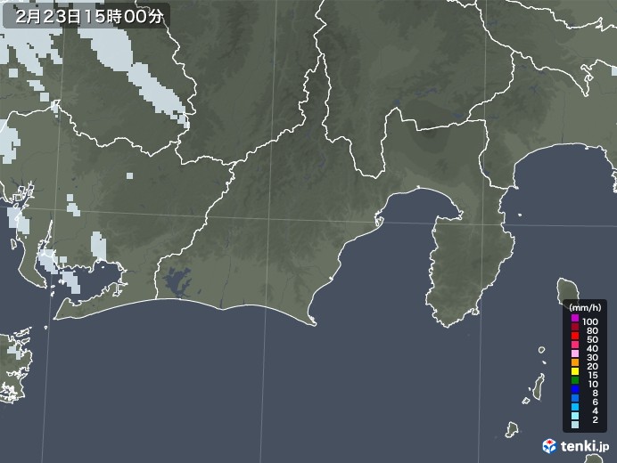 静岡県の雨雲レーダー(2022年02月23日)