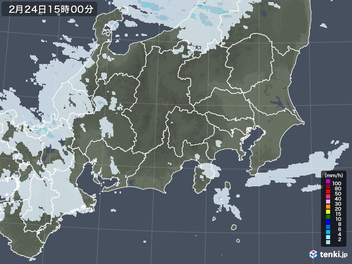 関東・甲信地方の雨雲レーダー(2022年02月24日)