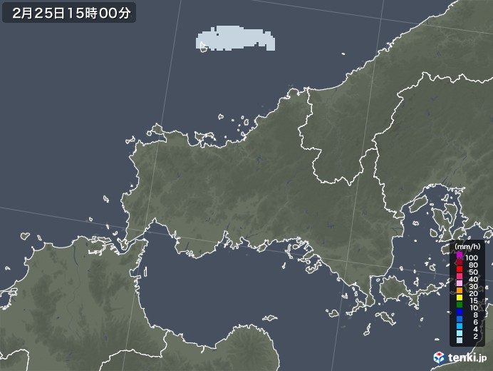山口県の雨雲レーダー(2022年02月25日)