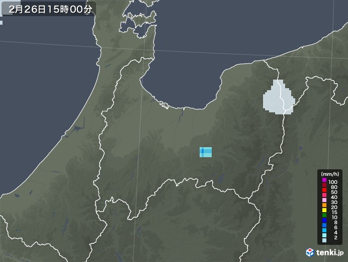富山県の雨雲レーダー(2022年02月26日)