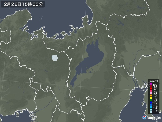 滋賀県の雨雲レーダー(2022年02月26日)