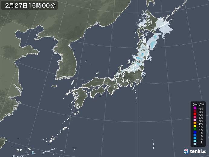 雨雲レーダー(2022年02月27日)