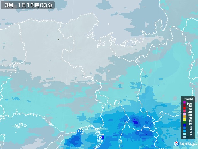 京都府の雨雲レーダー(2022年03月01日)