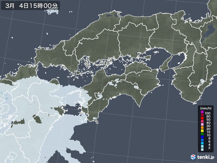 四国地方の雨雲レーダー(2022年03月04日)