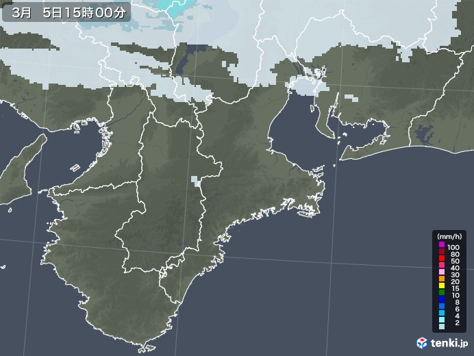 三重県の雨雲レーダー(2022年03月05日)