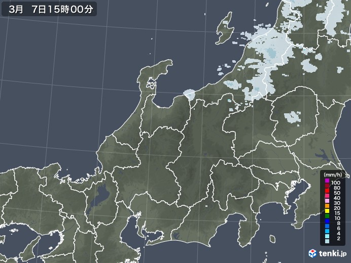 北陸地方の雨雲レーダー(2022年03月07日)