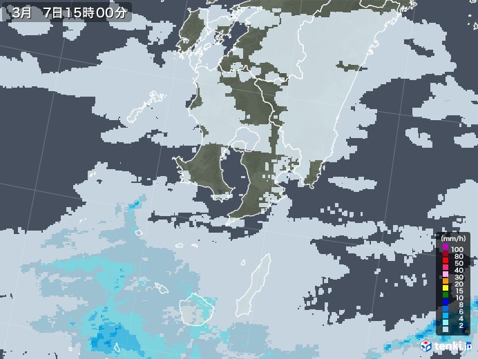 鹿児島県の雨雲レーダー(2022年03月07日)