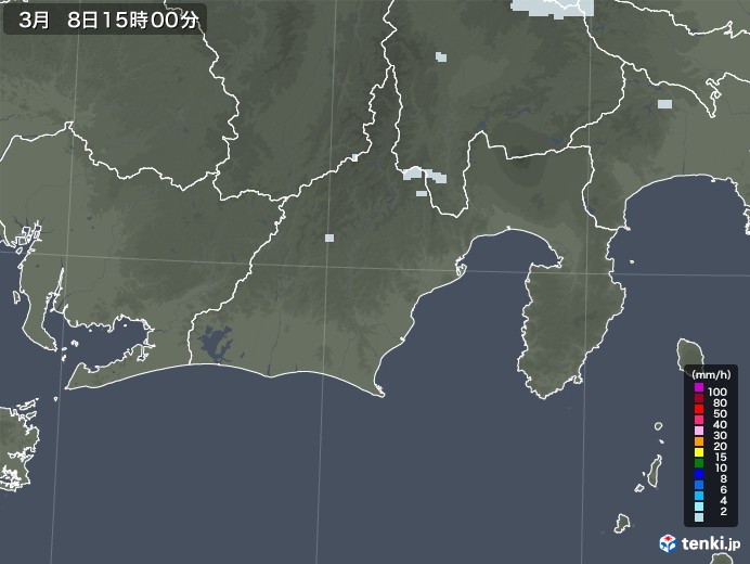 静岡県の雨雲レーダー(2022年03月08日)