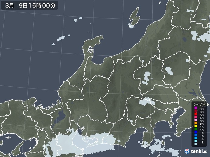 北陸地方の雨雲レーダー(2022年03月09日)