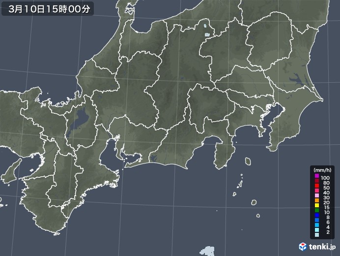 東海地方の雨雲レーダー(2022年03月10日)