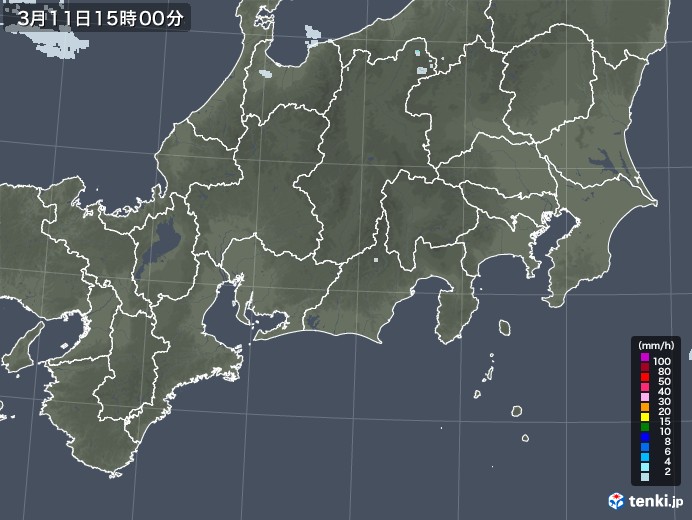 東海地方の雨雲レーダー(2022年03月11日)