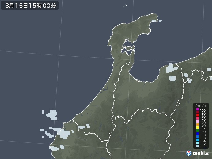 石川県の雨雲レーダー(2022年03月15日)
