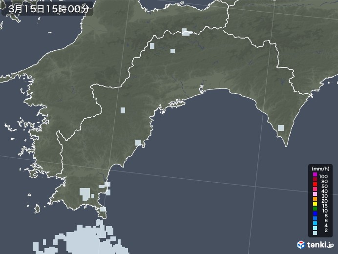 高知県の雨雲レーダー(2022年03月15日)