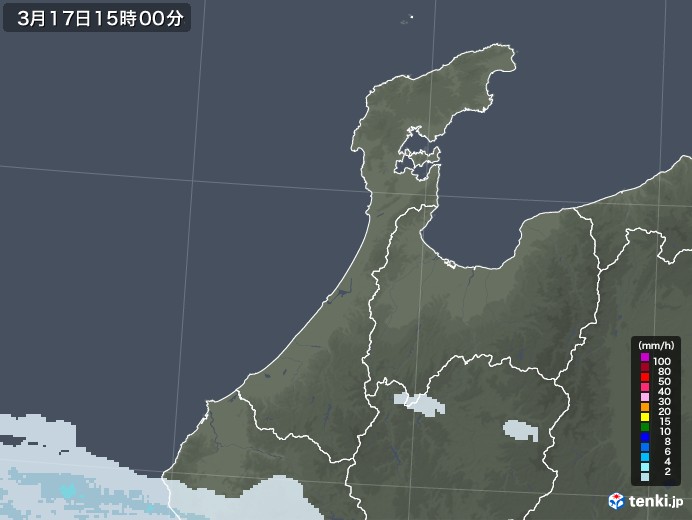 石川県の雨雲レーダー(2022年03月17日)