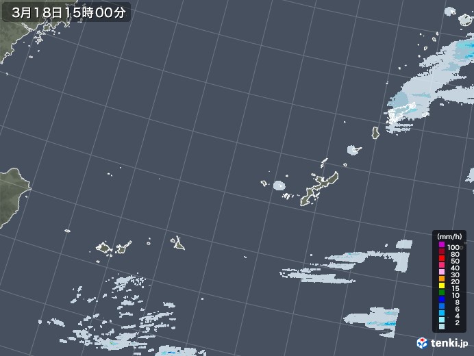 沖縄地方の雨雲レーダー(2022年03月18日)
