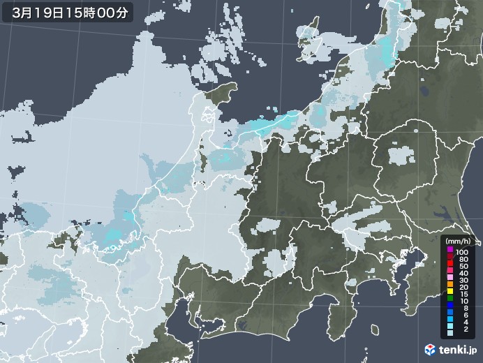 北陸地方の雨雲レーダー(2022年03月19日)